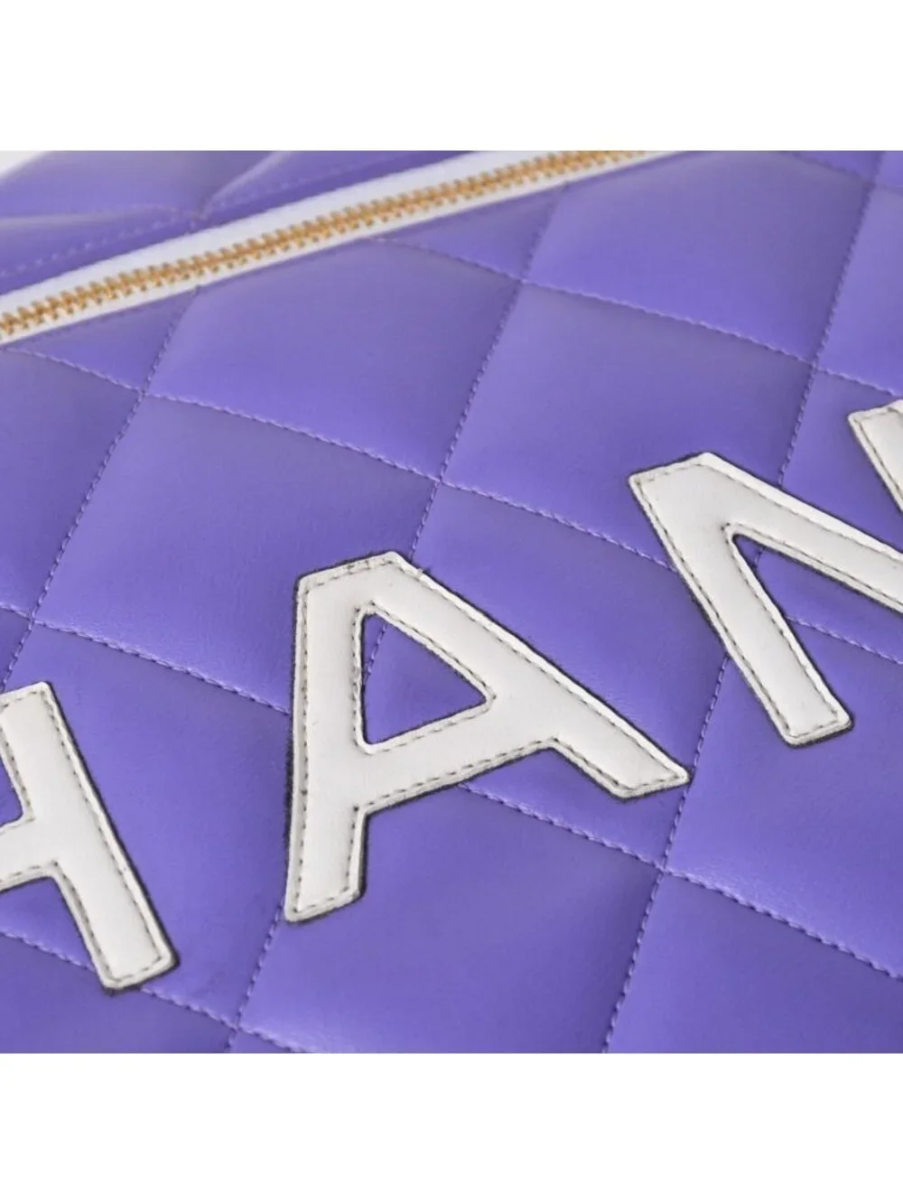 Chanel Boston Bag Sports Line Quilted Purple Gold